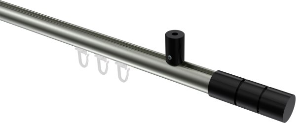 Innenlauf Gardinenstange Aluminium / Metall 20 mm Ø SONIUS - Elanto Edelstahl-Optik / Schwarz 100 cm