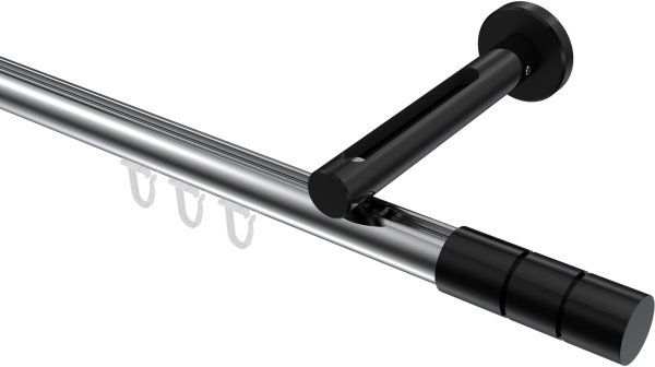 Innenlauf Gardinenstange Aluminium / Metall 20 mm Ø SITENO - Elanto Chrom / Schwarz 100 cm