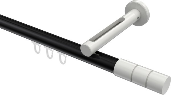 Innenlauf Gardinenstange Aluminium / Metall 20 mm Ø SITENO - Elanto Schwarz / Weiß 100 cm