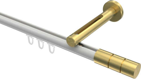 Innenlauf Gardinenstange Aluminium / Metall 20 mm Ø SITENO - Elanto Weiß / Messing-Optik 100 cm