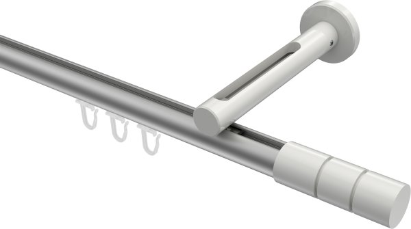 Innenlauf Gardinenstange Aluminium / Metall 20 mm Ø SITENO - Elanto Silbergrau / Weiß 100 cm