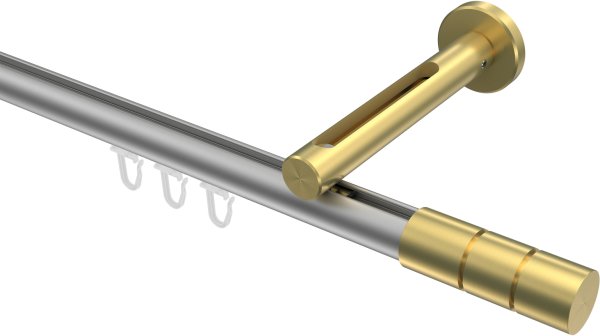 Innenlauf Gardinenstange Aluminium / Metall 20 mm Ø SITENO - Elanto Silbergrau / Messing-Optik 100 cm