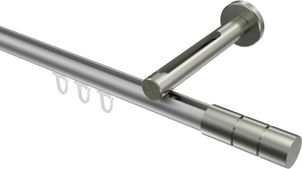 Innenlauf Gardinenstange Aluminium / Metall 20 mm Ø SITENO - Elanto Silbergrau / Edelstahl-Optik 100 cm