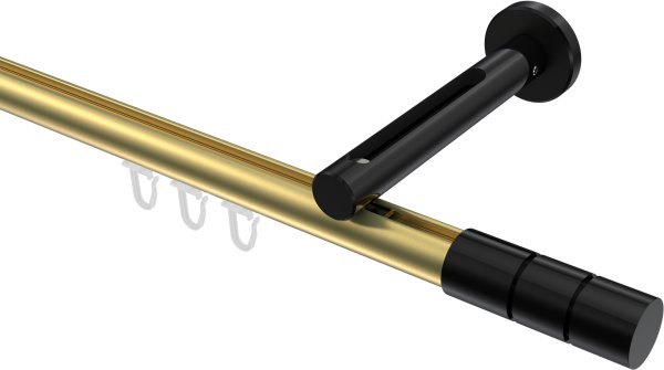 Innenlauf Gardinenstange Aluminium / Metall 20 mm Ø SITENO - Elanto Messing-Optik / Schwarz 440 cm (2 x 220 cm)