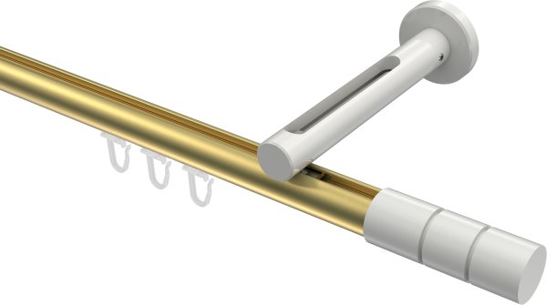 Innenlauf Gardinenstange Aluminium / Metall 20 mm Ø SITENO - Elanto Messing-Optik / Weiß 100 cm