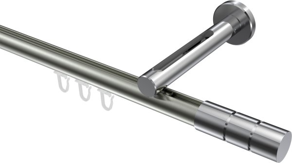 Innenlauf Gardinenstange Aluminium / Metall 20 mm Ø SITENO - Elanto Edelstahl-Optik / Chrom 100 cm