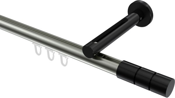 Innenlauf Gardinenstange Aluminium / Metall 20 mm Ø SITENO - Elanto Edelstahl-Optik / Schwarz 100 cm