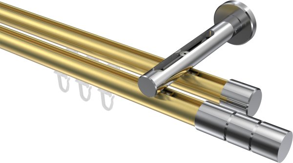 Innenlauf Gardinenstange Aluminium / Metall 20 mm Ø 2-läufig SITENO - Elanto Messing-Optik / Chrom