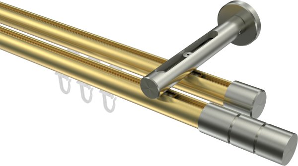 Innenlauf Gardinenstange Messing-Optik / Edelstahl-Optik 20 mm Ø 2-läufig SITENO - Elanto 100 cm