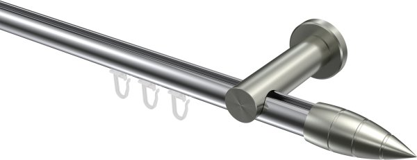Innenlauf Gardinenstange Aluminium / Metall 20 mm Ø PLATON - Samanto Chrom / Edelstahl-Optik 100 cm