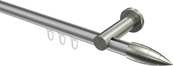 Innenlauf Gardinenstange Aluminium / Metall 20 mm Ø PLATON - Samanto Silbergrau / Edelstahl-Optik 100 cm