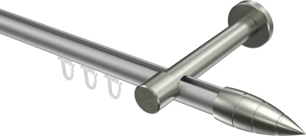 Innenlauf Gardinenstange Aluminium / Metall 20 mm Ø PRESTIGE - Samanto Silbergrau / Edelstahl-Optik 100 cm