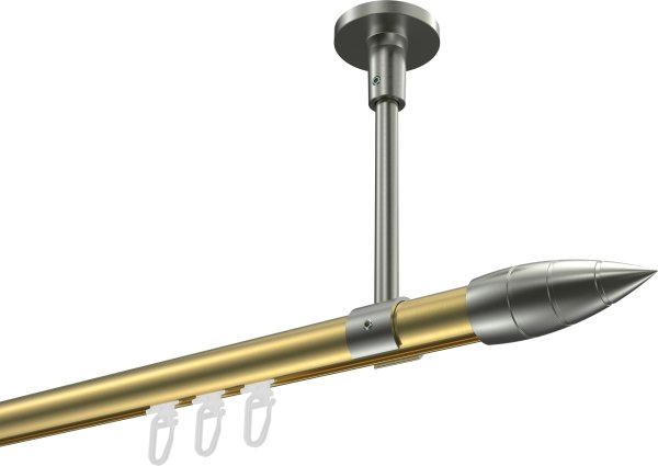 Innenlauf Gardinenstange Messing-Optik / Edelstahl-Opti 20 mm Ø SONETTE - Samanto 420 cm (3 x 140 cm)