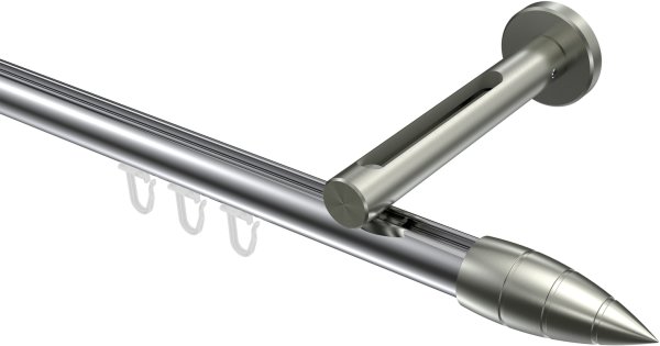 Innenlauf Gardinenstange Aluminium / Metall 20 mm Ø SITENO - Samanto Chrom / Edelstahl-Optik 100 cm