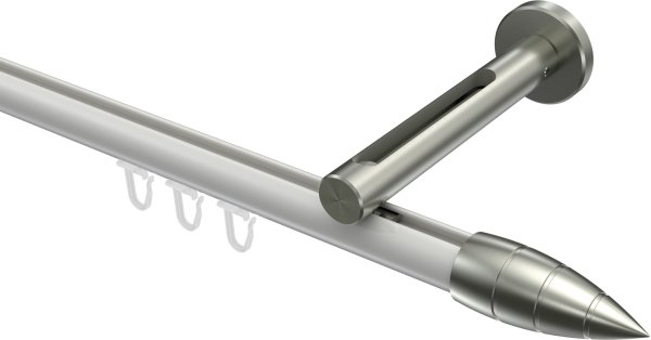 Innenlauf Gardinenstange Aluminium / Metall 20 mm Ø SITENO - Samanto Weiß / Edelstahl-Optik 100 cm