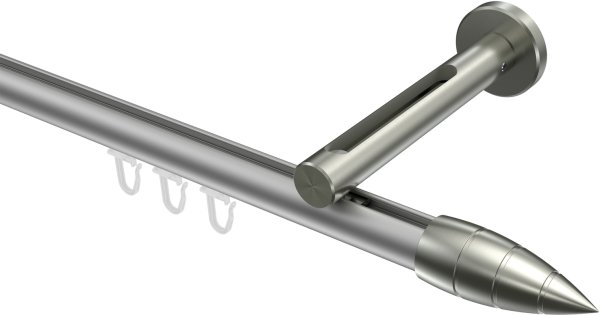 Innenlauf Gardinenstange Aluminium / Metall 20 mm Ø SITENO - Samanto Silbergrau / Edelstahl-Optik 100 cm