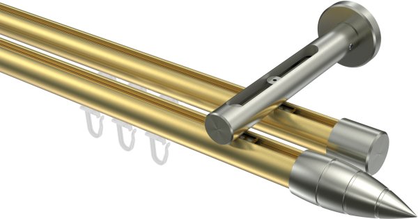 Innenlauf Gardinenstange Messing-Optik / Edelstahl-Optik 20 mm Ø 2-läufig SITENO - Samanto 100 cm