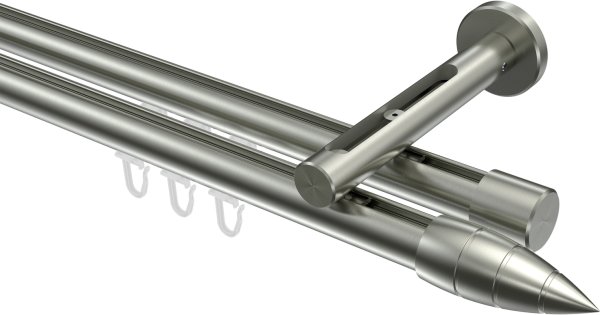 Innenlauf Gardinenstange Edelstahl-Optik 20 mm Ø 2-läufig SITENO - Samanto