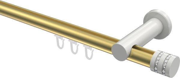 Innenlauf Gardinenstange Aluminium / Metall 20 mm Ø PLATON - Estana Messing-Optik / Weiß 100 cm