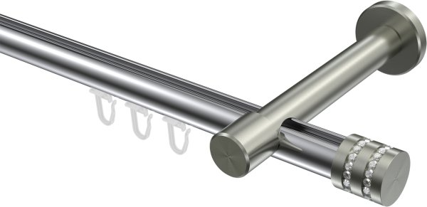 Innenlauf Gardinenstange Aluminium / Metall 20 mm Ø PRESTIGE - Estana Chrom / Edelstahl-Optik 100 cm