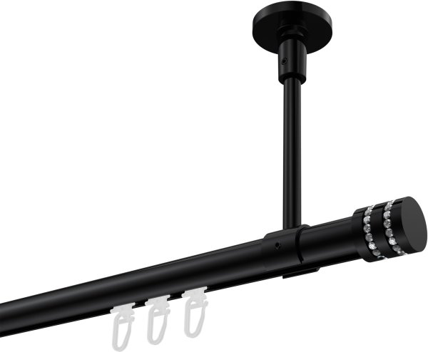 Innenlauf Gardinenstange Aluminium / Metall 20 mm Ø SONETTE - Estana Schwarz