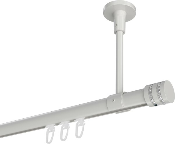 Innenlauf Gardinenstange Aluminium / Metall 20 mm Ø SONETTE - Estana Weiß 420 cm (3 x 140 cm)