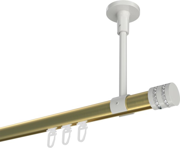 Innenlauf Gardinenstange Aluminium / Metall 20 mm Ø SONETTE - Estana Messing-Optik / Weiß 420 cm (3 x 140 cm)