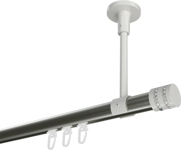 Innenlauf Gardinenstange Aluminium / Metall 20 mm Ø SONETTE - Estana Edelstahl-Optik / Weiß 420 cm (3 x 140 cm)
