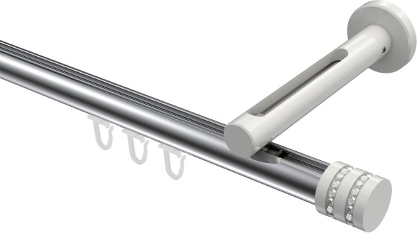 Innenlauf Gardinenstange Aluminium / Metall 20 mm Ø SITENO - Estana Chrom / Weiß 100 cm