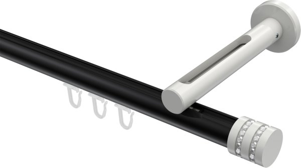 Innenlauf Gardinenstange Aluminium / Metall 20 mm Ø SITENO - Estana Schwarz / Weiß 100 cm