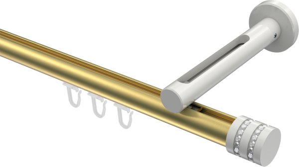Innenlauf Gardinenstange Aluminium / Metall 20 mm Ø SITENO - Estana Messing-Optik / Weiß 100 cm