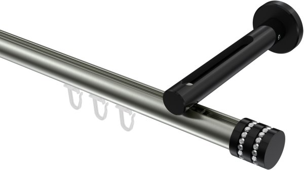 Innenlauf Gardinenstange Aluminium / Metall 20 mm Ø SITENO - Estana Edelstahl-Optik / Schwarz 100 cm