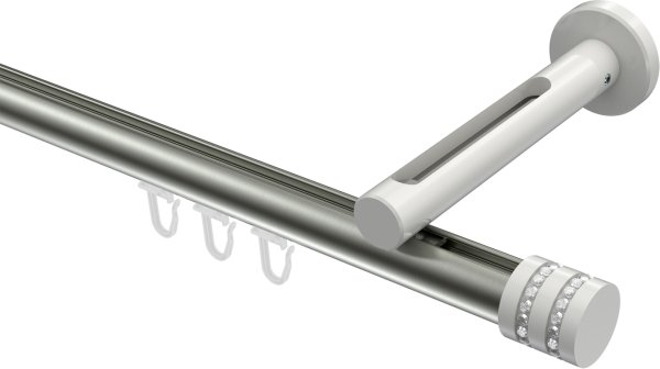 Innenlauf Gardinenstange Aluminium / Metall 20 mm Ø SITENO - Estana Edelstahl-Optik / Weiß 100 cm