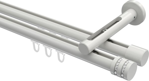 Innenlauf Gardinenstange Aluminium / Metall 20 mm Ø 2-läufig SITENO - Estana Weiß 100 cm