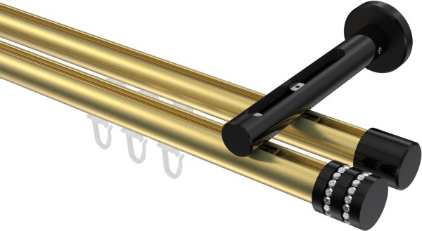 Innenlauf Gardinenstange Aluminium / Metall 20 mm Ø 2-läufig SITENO - Estana Messing-Optik / Schwarz