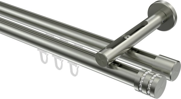 Innenlauf Gardinenstange Edelstahl-Optik 20 mm Ø 2-läufig SITENO - Estana 100 cm