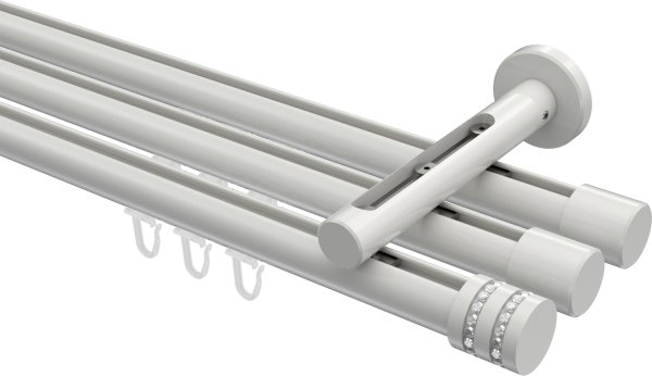Innenlauf Gardinenstange Aluminium / Metall 20 mm Ø 3-läufig SITENO - Estana Weiß 100 cm