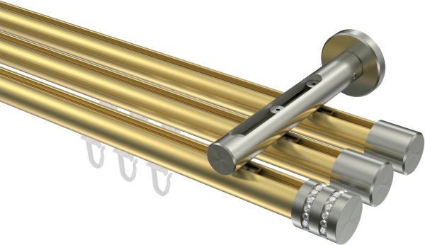 Innenlauf Gardinenstange Messing-Optik / Edelstahl-Optik 20 mm Ø 3-läufig SITENO - Estana 100 cm