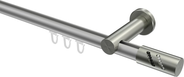 Innenlauf Gardinenstange Aluminium / Metall 20 mm Ø PLATON - Zoena Silbergrau / Edelstahl-Optik 100 cm