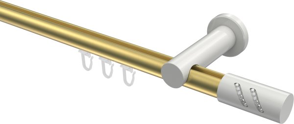 Innenlauf Gardinenstange Aluminium / Metall 20 mm Ø PLATON - Zoena Messing-Optik / Weiß 100 cm
