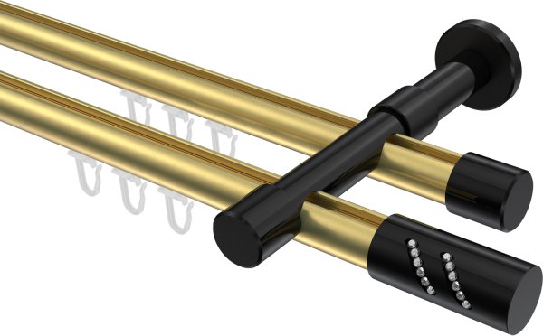 Innenlauf Gardinenstange Aluminium / Metall 20 mm Ø 2-läufig PRESTIGE - Zoena Messing-Optik / Schwarz
