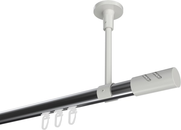 Innenlauf Gardinenstange Aluminium / Metall 20 mm Ø SONETTE - Zoena Chrom / Weiß 420 cm (3 x 140 cm)