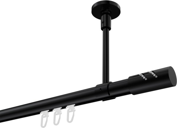 Innenlauf Gardinenstange Aluminium / Metall 20 mm Ø SONETTE - Zoena Schwarz