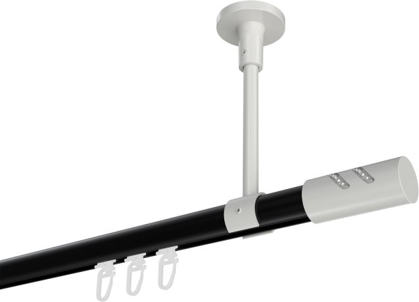 Innenlauf Gardinenstange Aluminium / Metall 20 mm Ø SONETTE - Zoena Schwarz / Weiß 420 cm (3 x 140 cm)