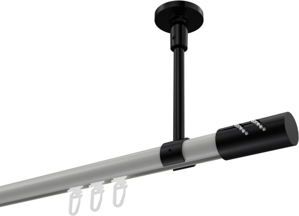Innenlauf Gardinenstange Aluminium / Metall 20 mm Ø SONETTE - Zoena Weiß / Schwarz 420 cm (3 x 140 cm)