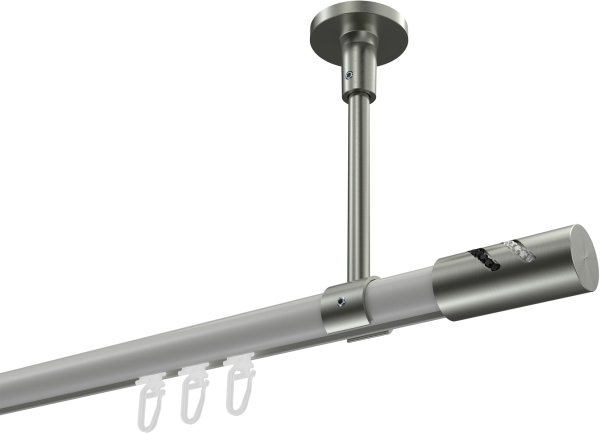 Innenlauf Gardinenstange Aluminium / Metall 20 mm Ø SONETTE - Zoena Weiß / Edelstahl-Optik 420 cm (3 x 140 cm)