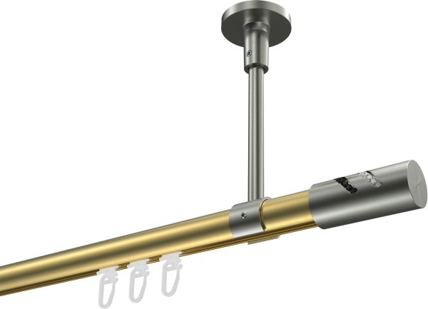 Innenlauf Gardinenstange Messing-Optik / Edelstahl-Optik 20 mm Ø SONETTE - Zoena 100 cm