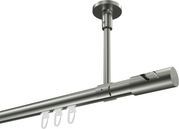 Innenlauf Gardinenstange Edelstahl-Optik 20 mm Ø SONETTE - Zoena 420 cm (3 x 140 cm)