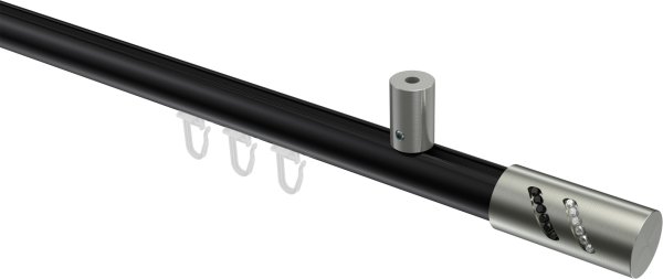 Innenlauf Gardinenstange Aluminium / Metall 20 mm Ø SONIUS - Zoena Schwarz / Edelstahl-Optik 100 cm