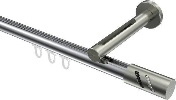 Innenlauf Gardinenstange Aluminium / Metall 20 mm Ø SITENO - Zoena Chrom / Edelstahl-Optik 100 cm